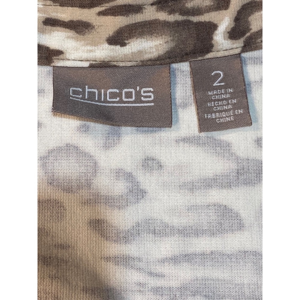 Chicos Leopard Print Zip Front Vest Women Size 2 (US size 12) Sleeveless Collar - Picture 3 of 6